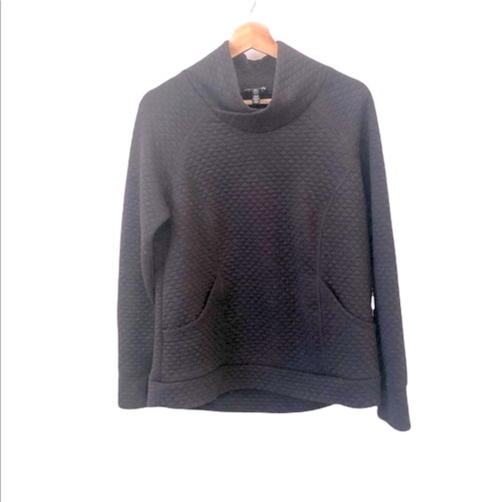 JONES NEW YORK Quilted Black Cowl Pullover